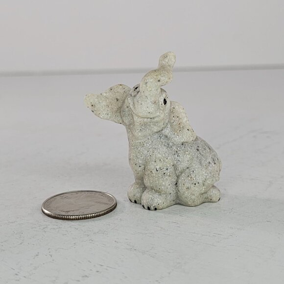 Quarry Critters Elephant Sitting Miniature Figurine Lucky Trunk Up - Picture 7 of 8